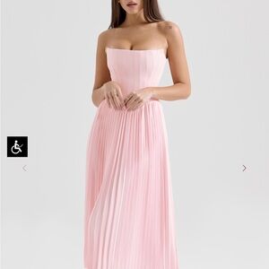 House of CB Marci Pink Pleated Midi Corset Dress